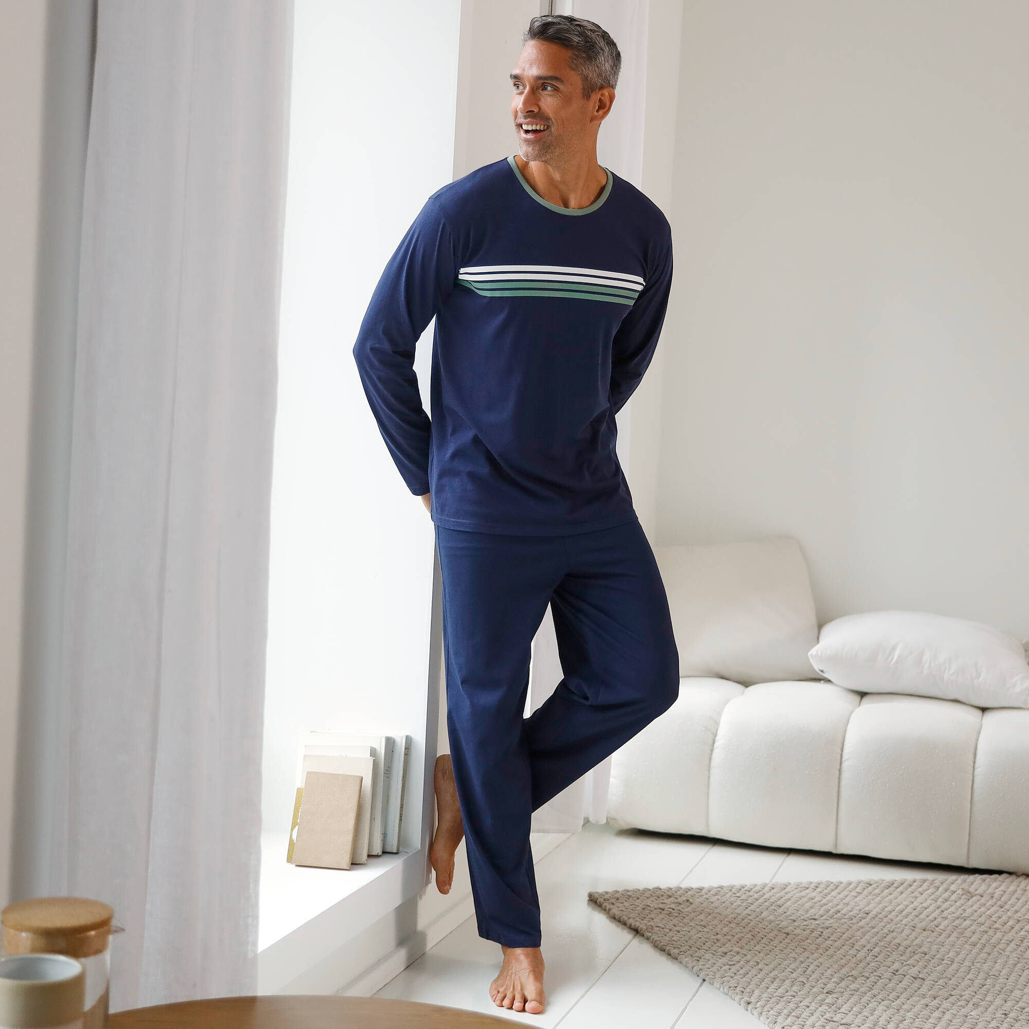 T-shirt pyjama rayé manches longues