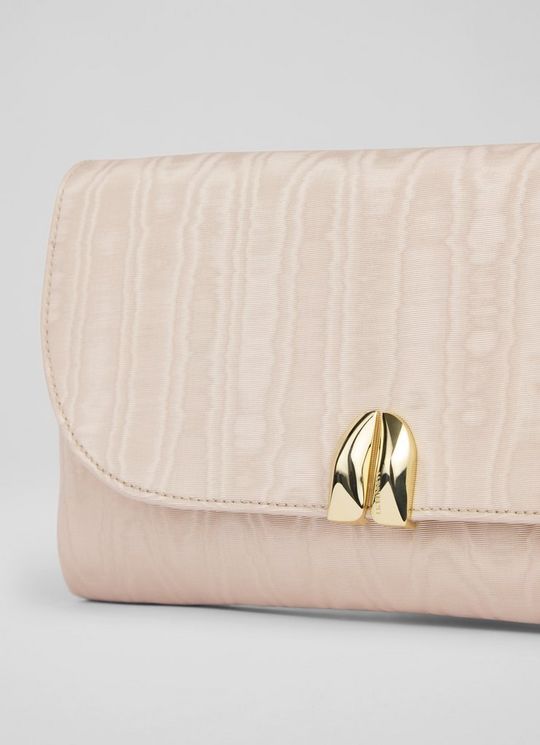 Arianne Trench Moire Curve Flap Wide Clutch Bag