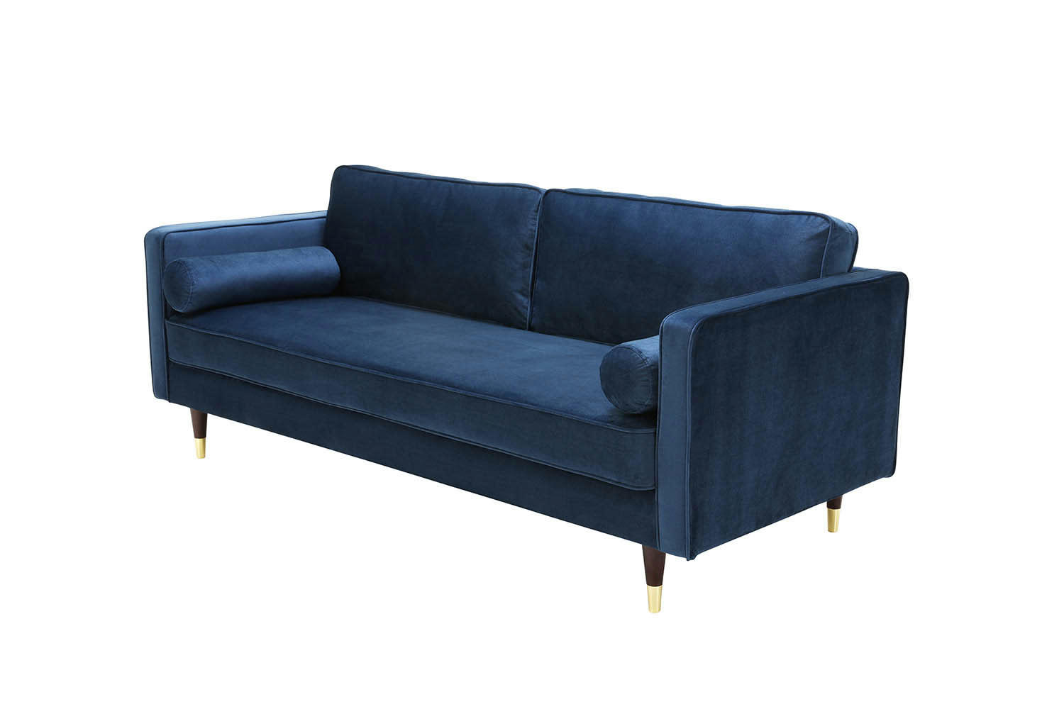 NALHA - Canapé 3 places en velours bleu