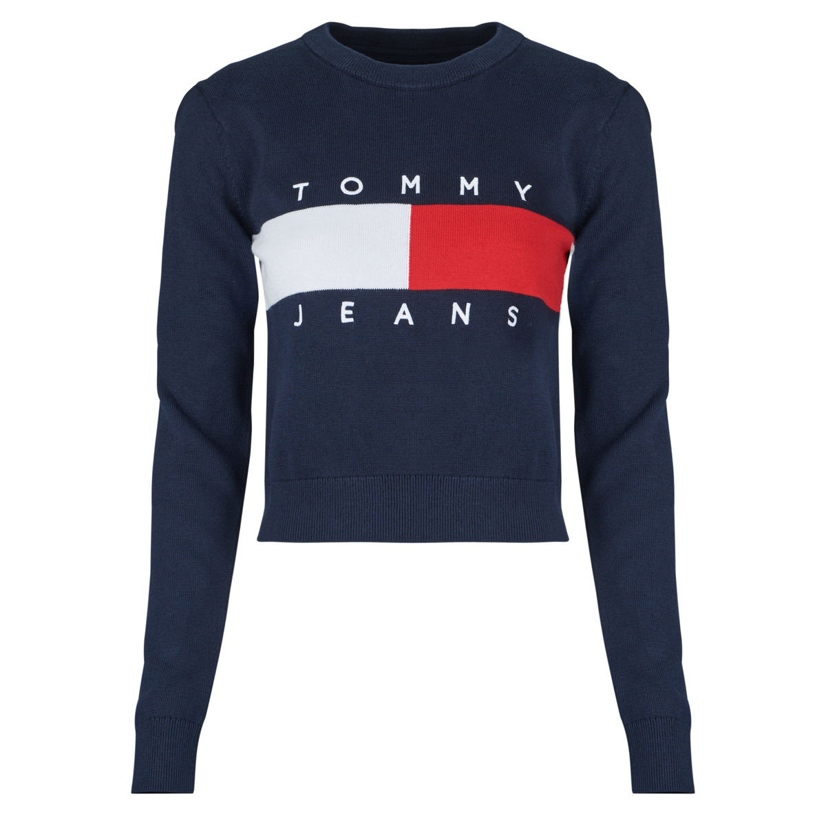 Tommy Jeans - TJW FLAG CREW NECK SwEATER - Marine