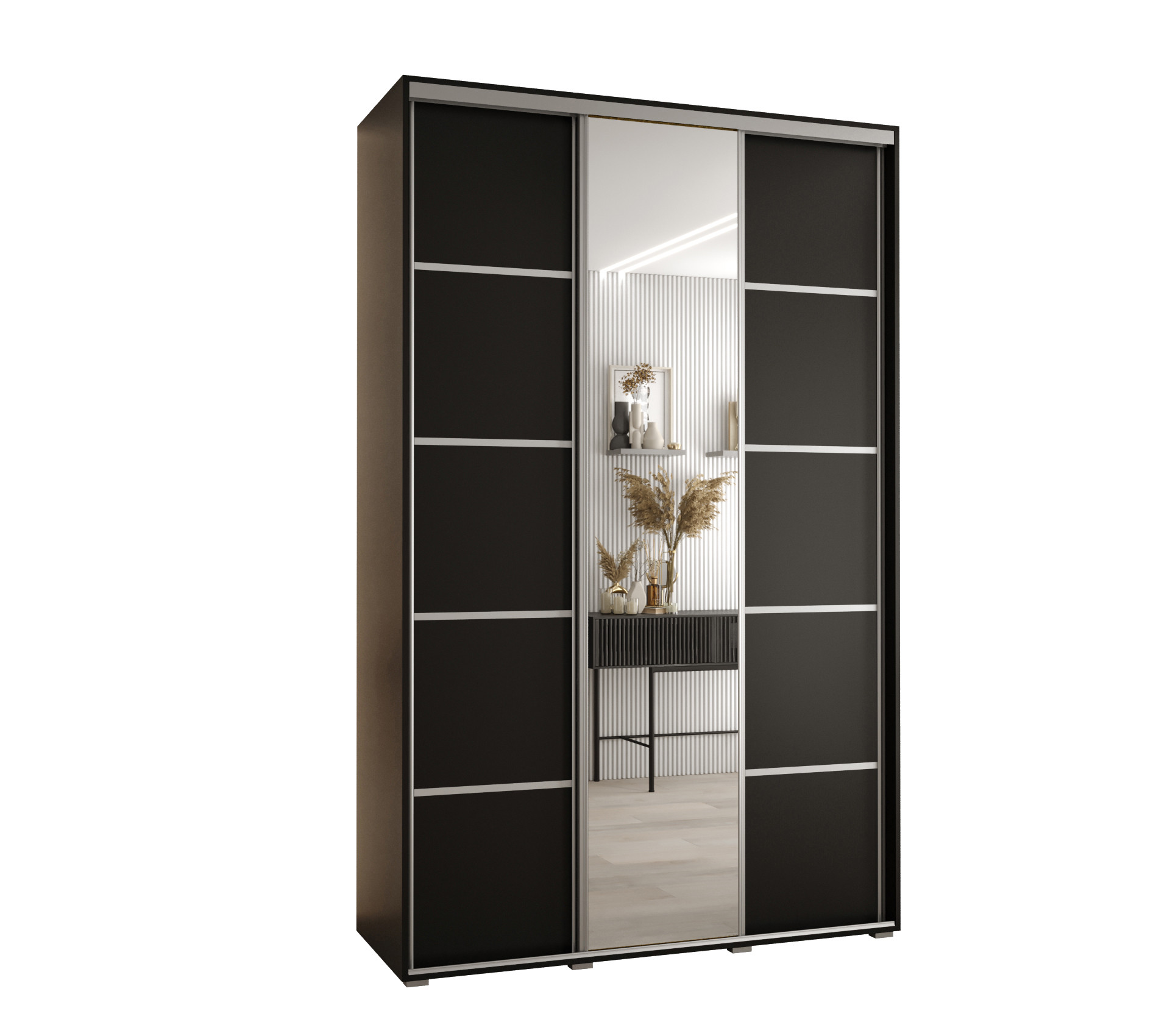 Szafa przesuwna 45 Cannes 5 150 czarny czarny srebrny