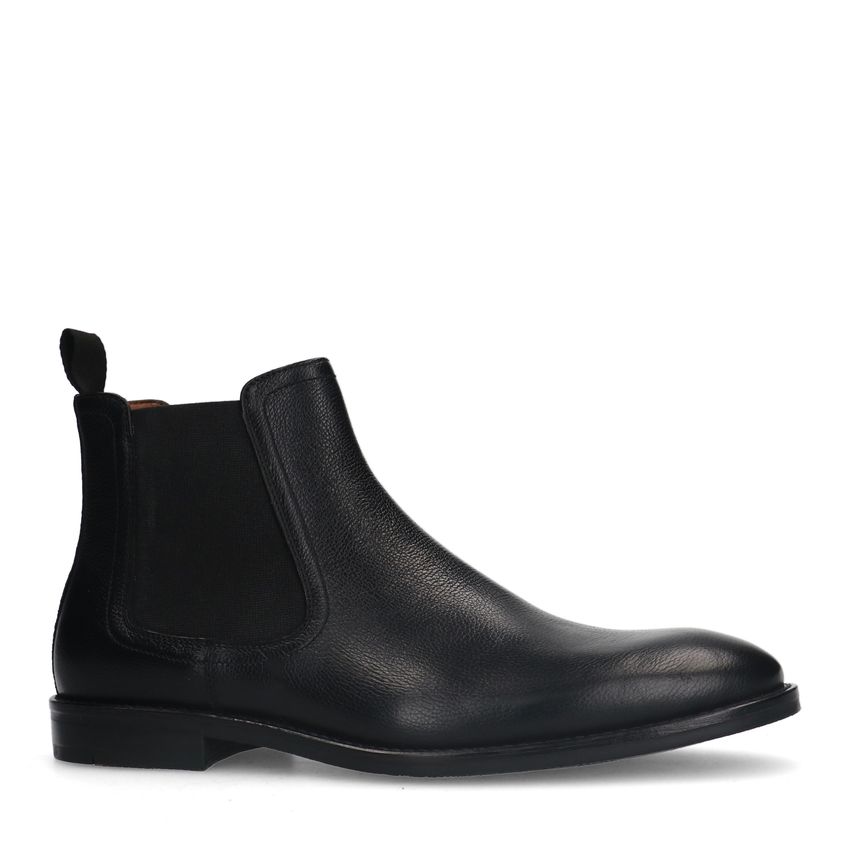 Manfield Zwarte leren chelsea boots