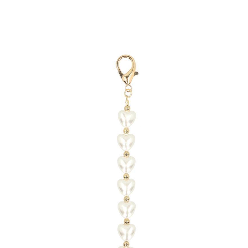 Manfield Off white kleurige hartjes bag charm