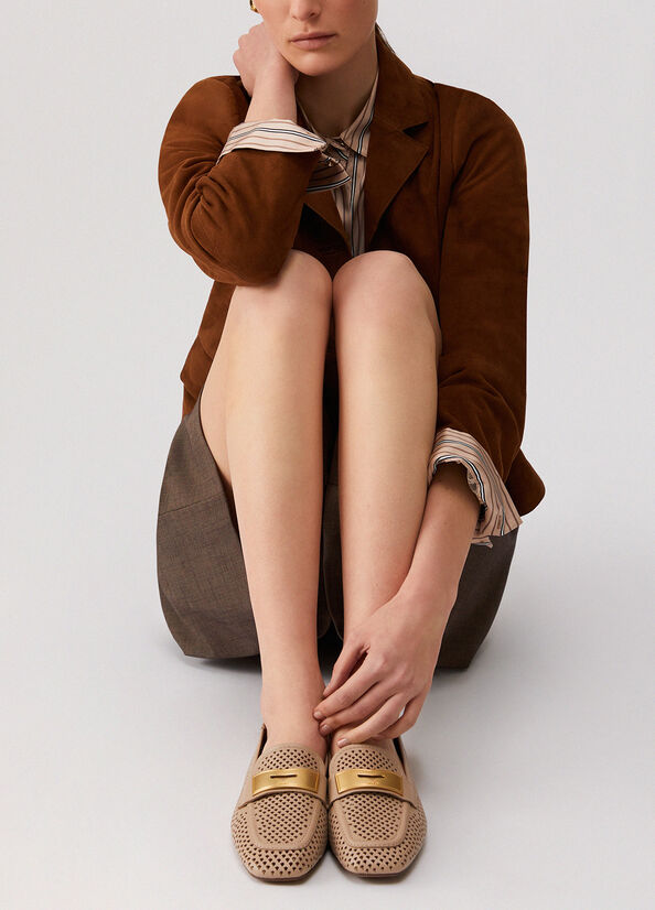 Mocassini in pelle traforata