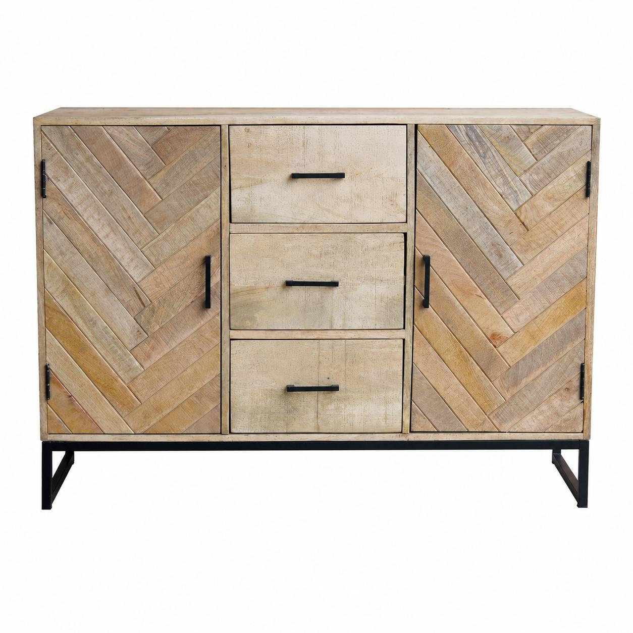 Buffet en bois massif 2 portes 3 tiroirs BRIX