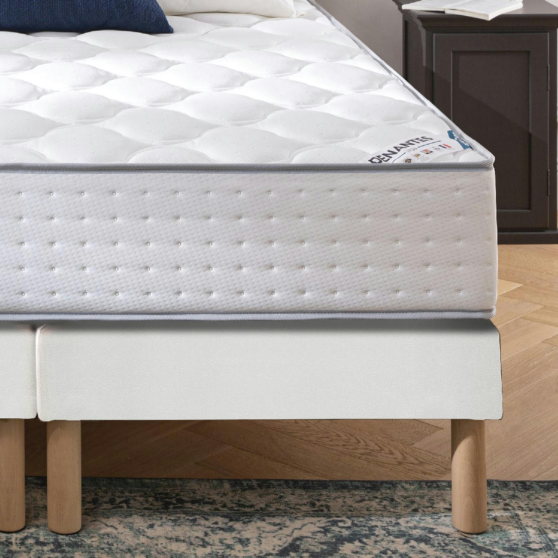 LUXE SIMILICUIR - Sommier similicuir blanc 90x200 cm