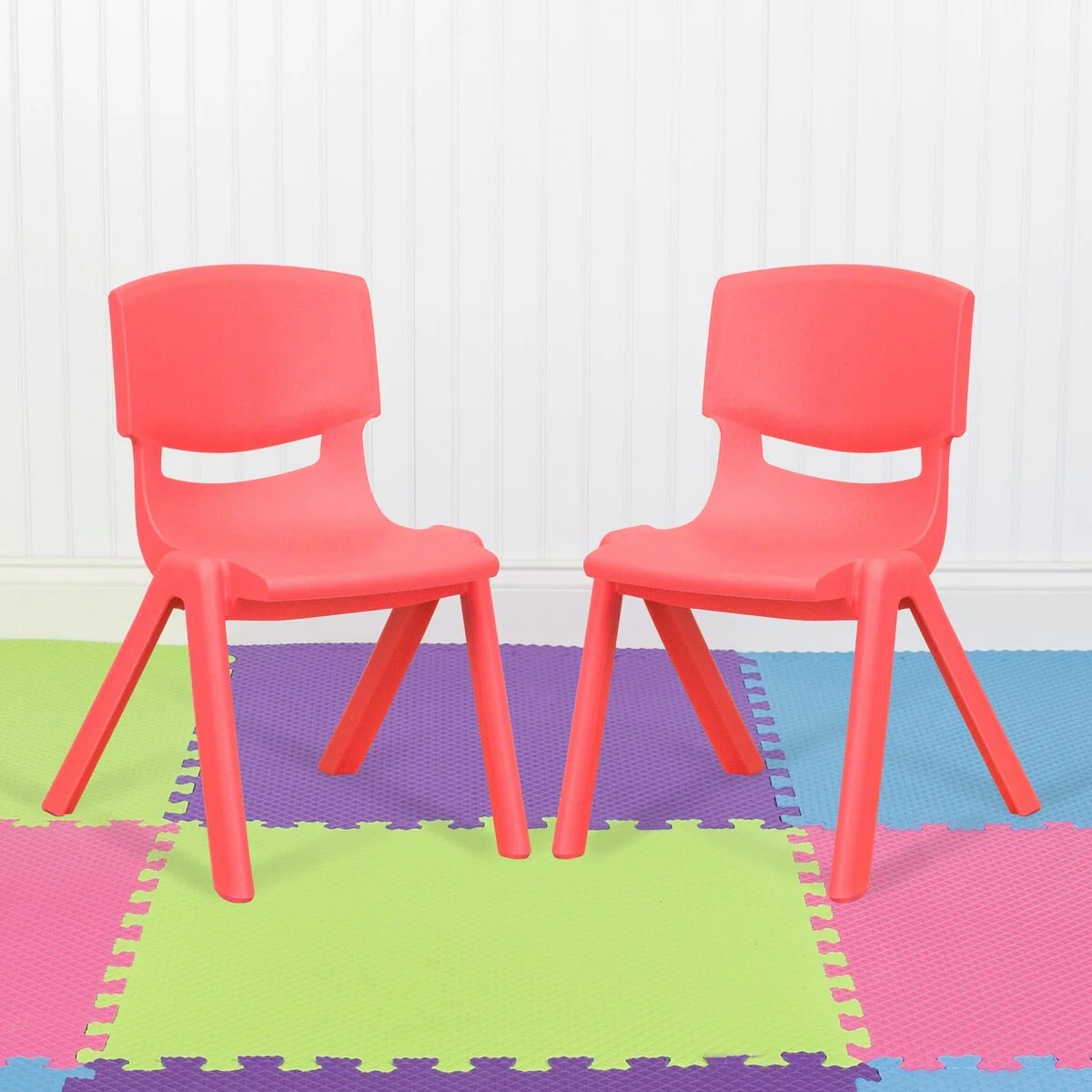 2 Pack Plastic Stackable School Chair with 12H Seat, Preschool Seating