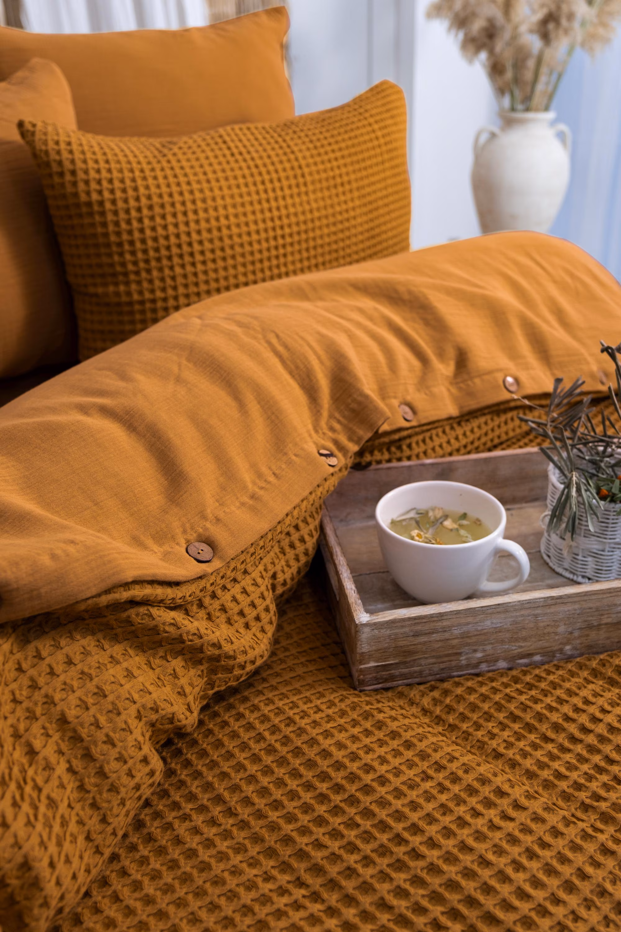 Waffle Duvet Cover: Luxury Organic Turkish Cotton Bedding Set