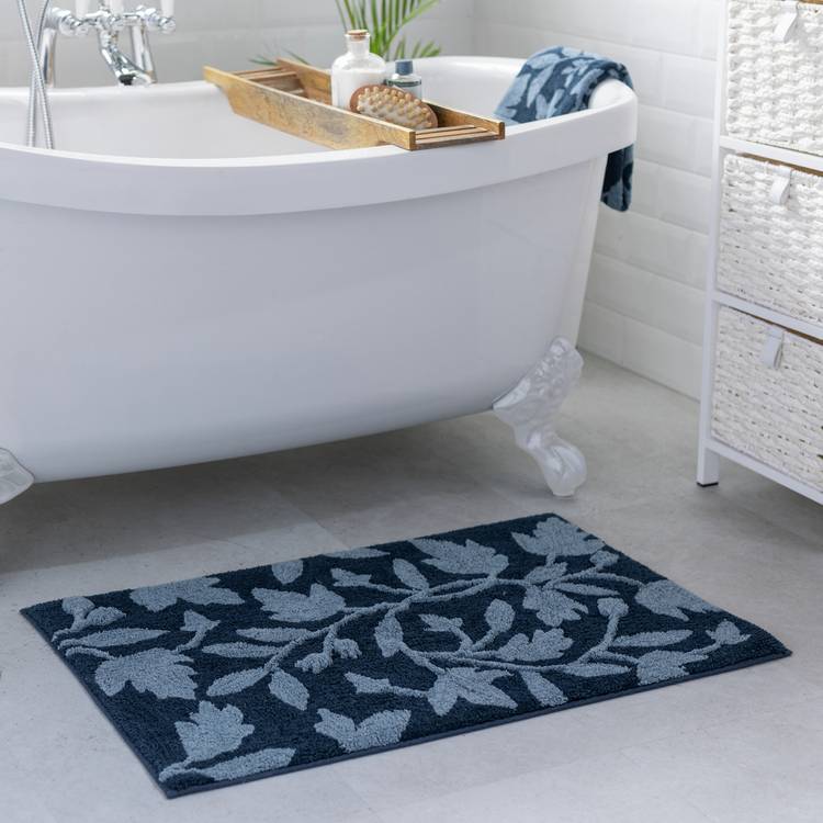 Habitat Botanical Bath Mat - Navy