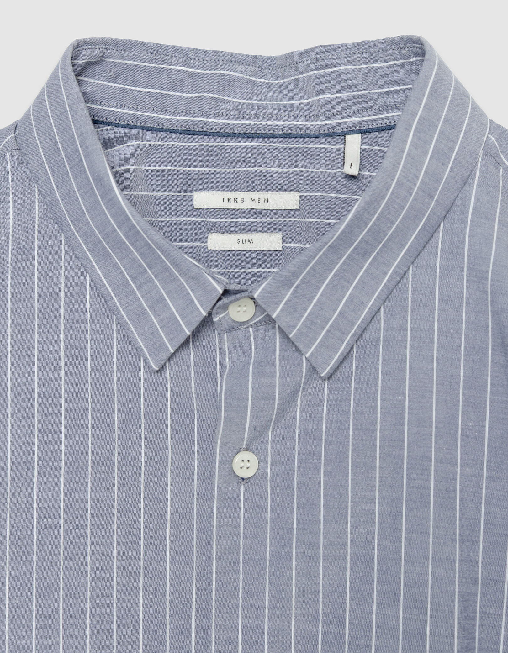 Chemise slim bleu grisé coton bio rayures tennis Homme