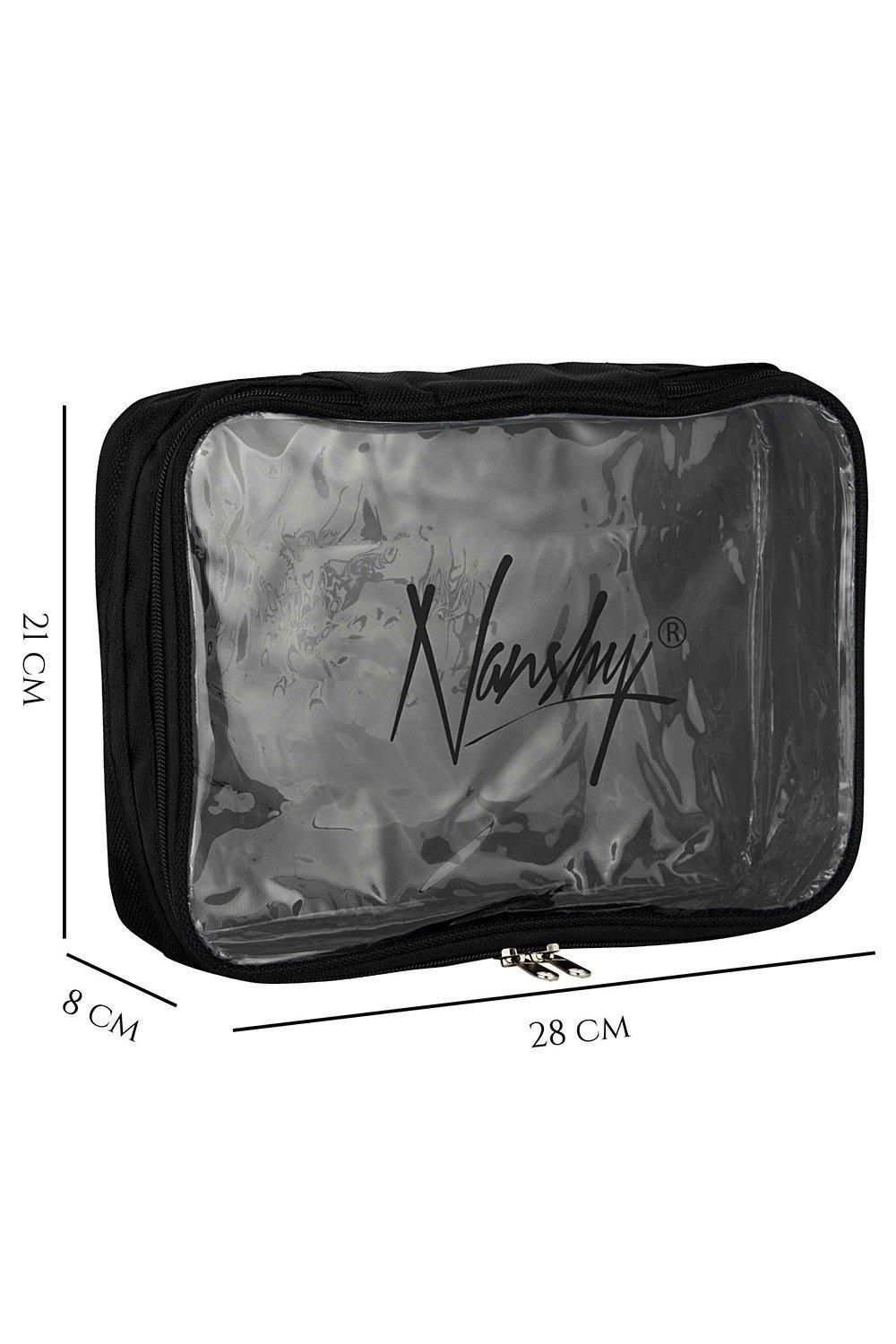 Nanshy Travel Organiser Clear Makeup Bag (Transparent/Black)