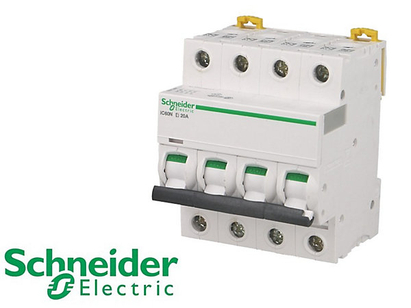 Disjoncteur modulaire tétrapolaire Schneider Acti9 iC60N 16A courbe D