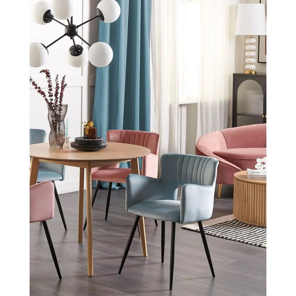 SANILAC - Eetkamerstoel set van 2 - Lichtblauw - Fluweel