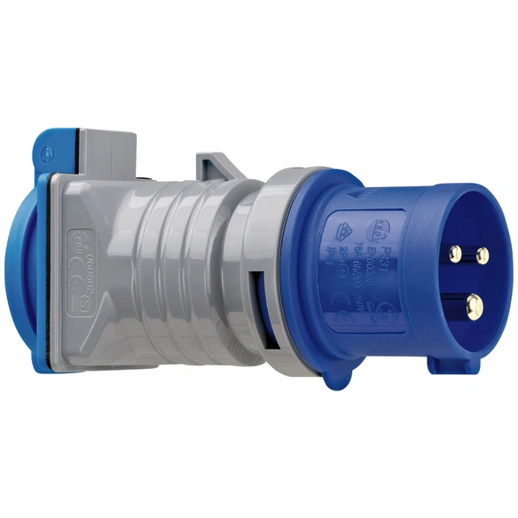 CEE-Adapter, IP44, grau/blau