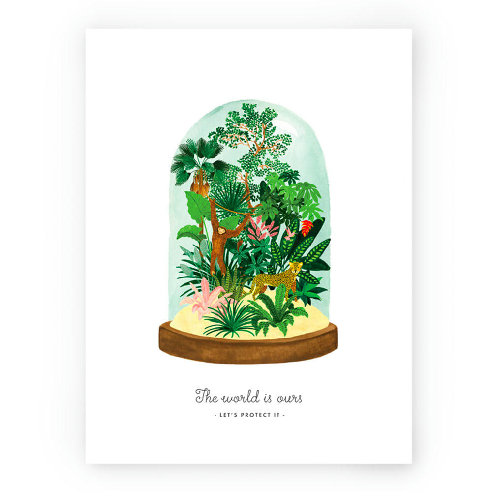 - Affiche illustrée motif Monde à protéger 30x40 cm