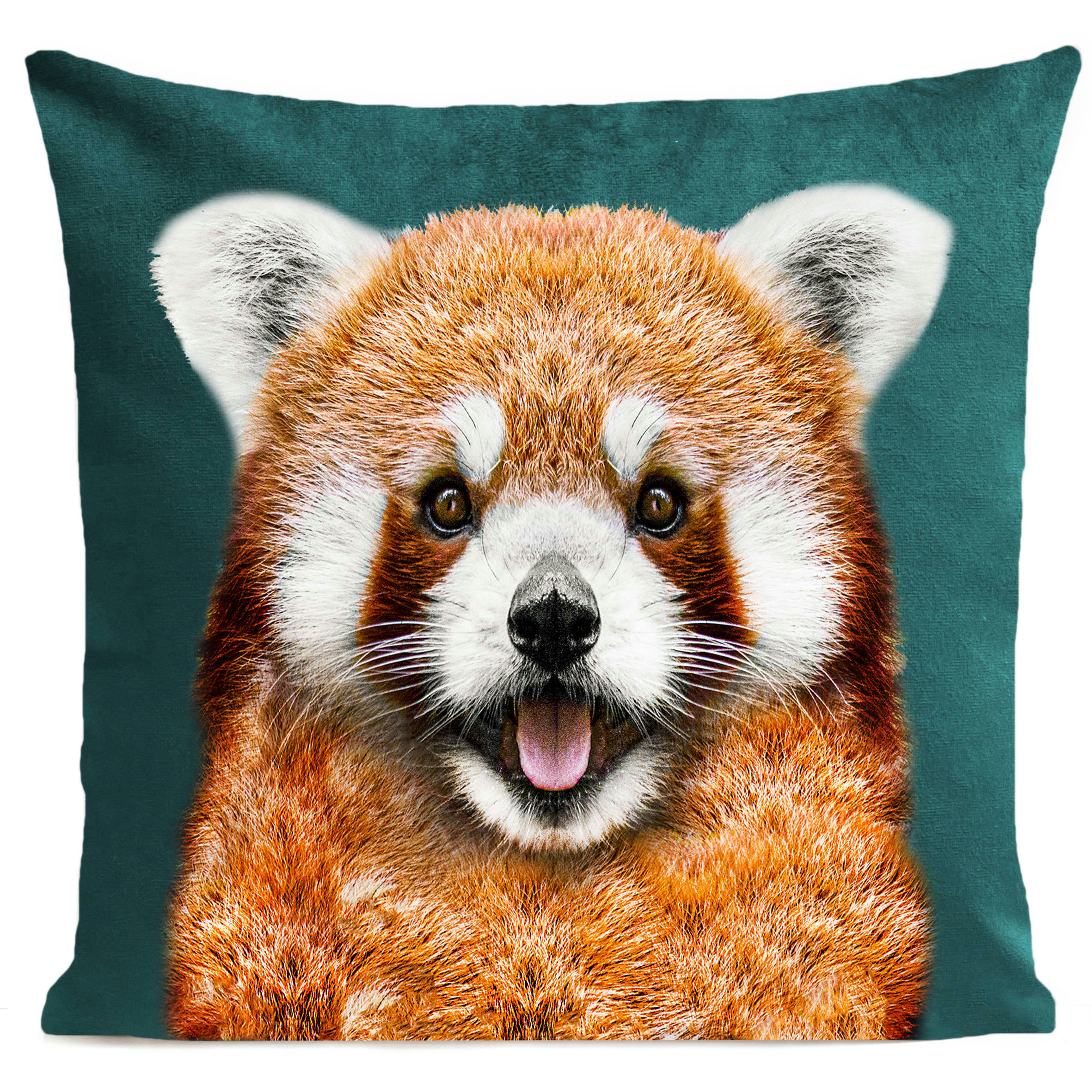 - Coussin animal panda vert suédine 40x40cm