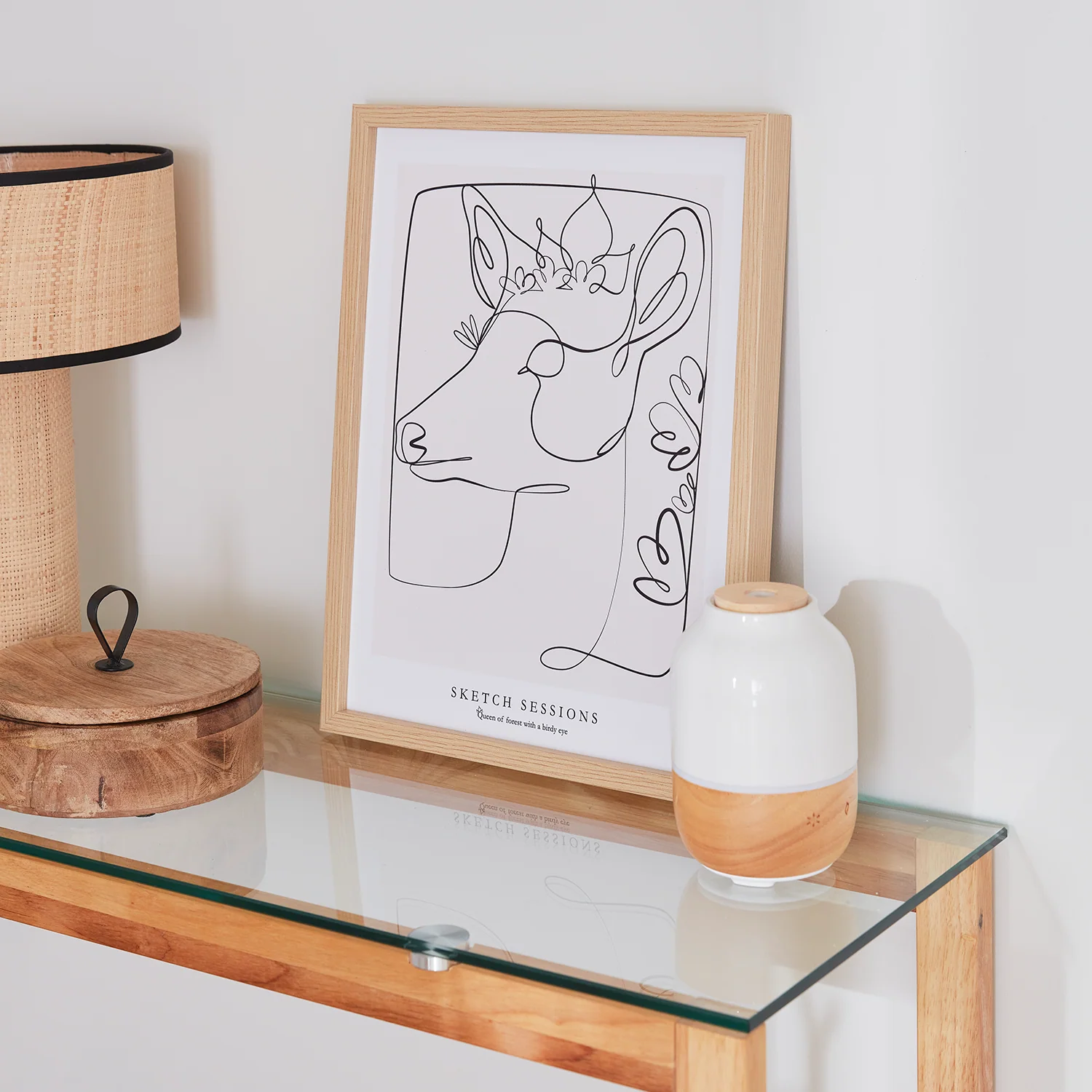 4MURS Tableau BICHE coloris rose et blanc