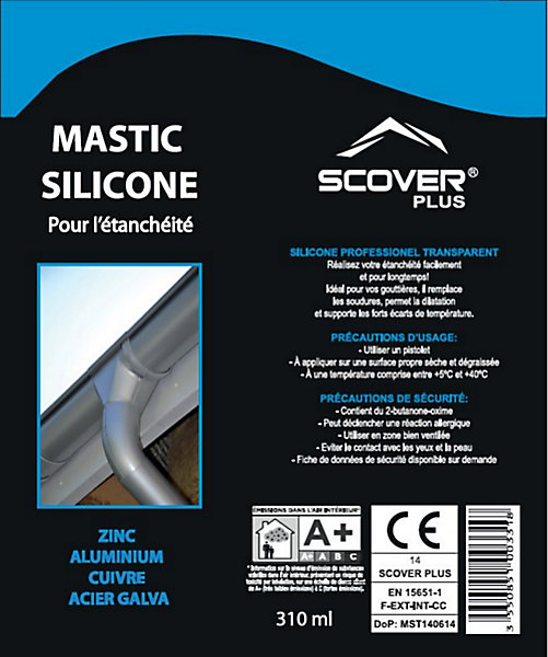 Mastic silicone pour l'étanchéité zinc cuivre alu