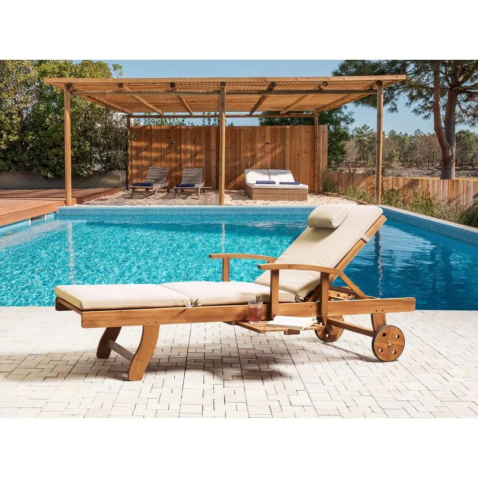 JAVA PREMIUM - Tuinligstoel - Lichtbruin/Taupe - Acaciahout