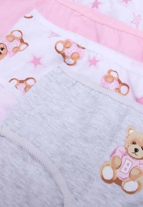 Younger Girls 5pk Pink Teddy Bear Briefs