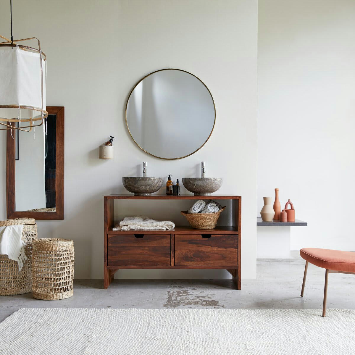 KWARTO - Meuble sous vasque en palissandre massif 110 cm