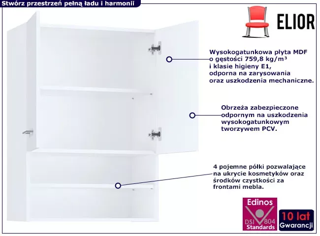 Półka łazienkowa ścienna biały mat - Sarrix