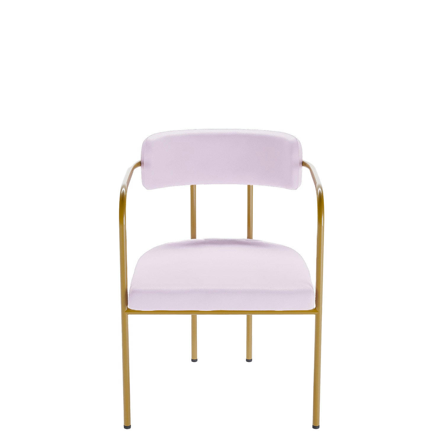BARBARA - Chaise de salle à manger tapissée avec accoudoirs velours rose clair