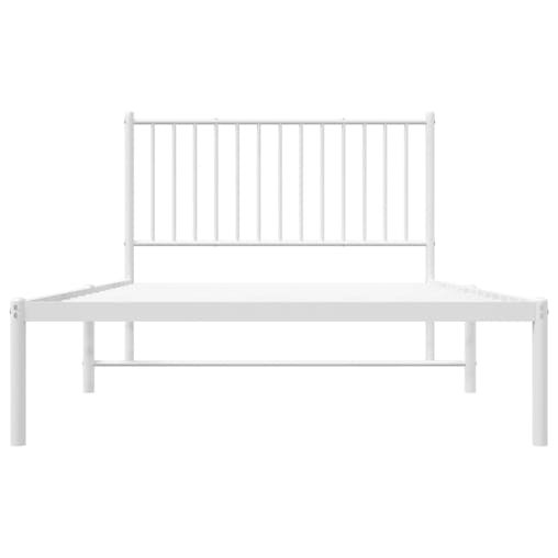 NNEVL Metal Bed Frame with Headboard White 107x203 cm