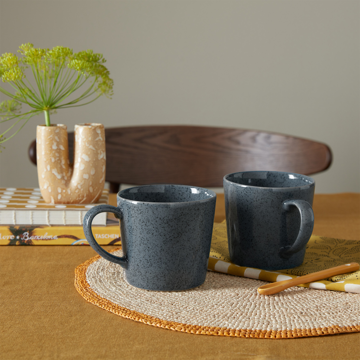 Dark Grey Speckle Mugs - Set Of 2