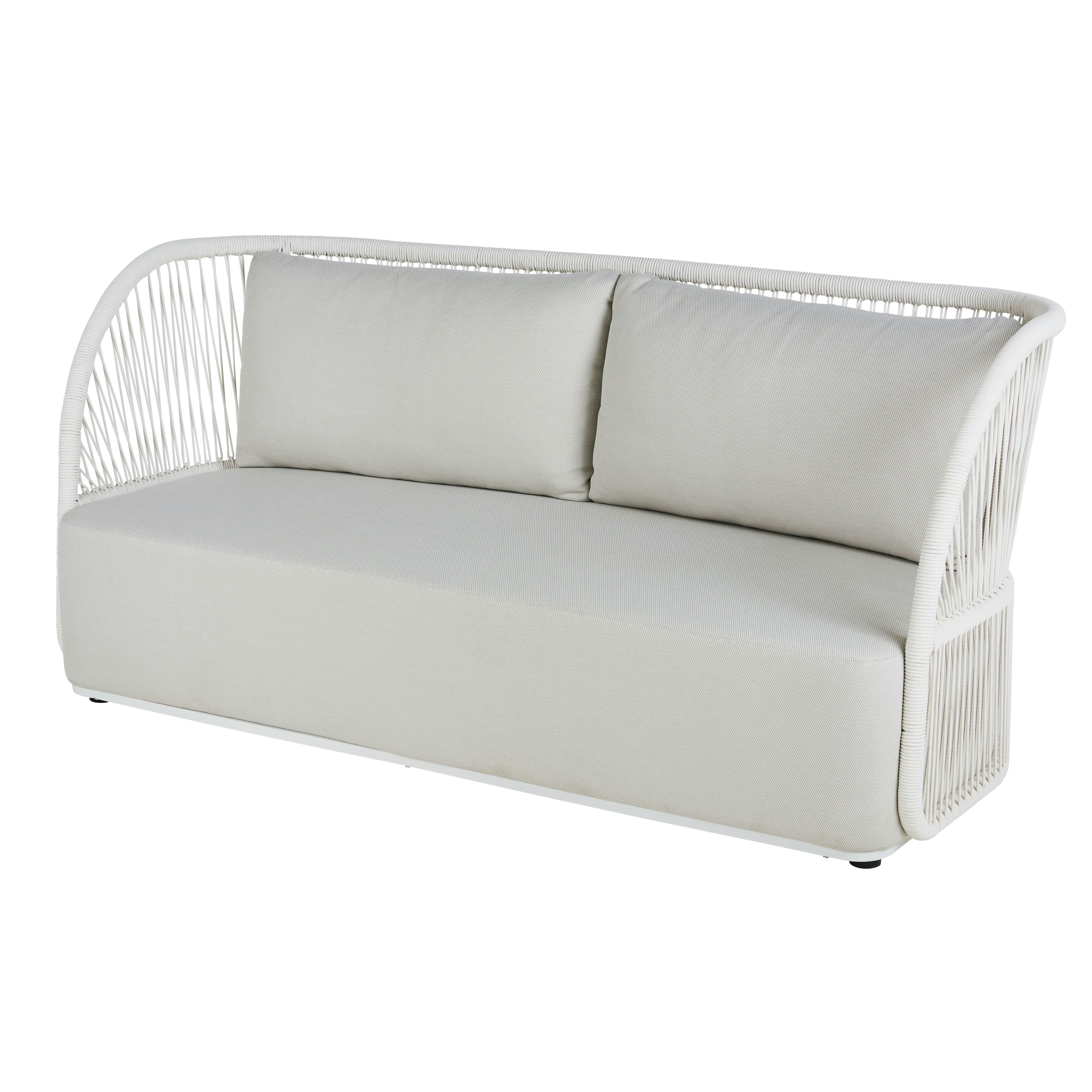 - Canapé de jardin 2/3 places en fibre polyoléfine beige et corde blanche