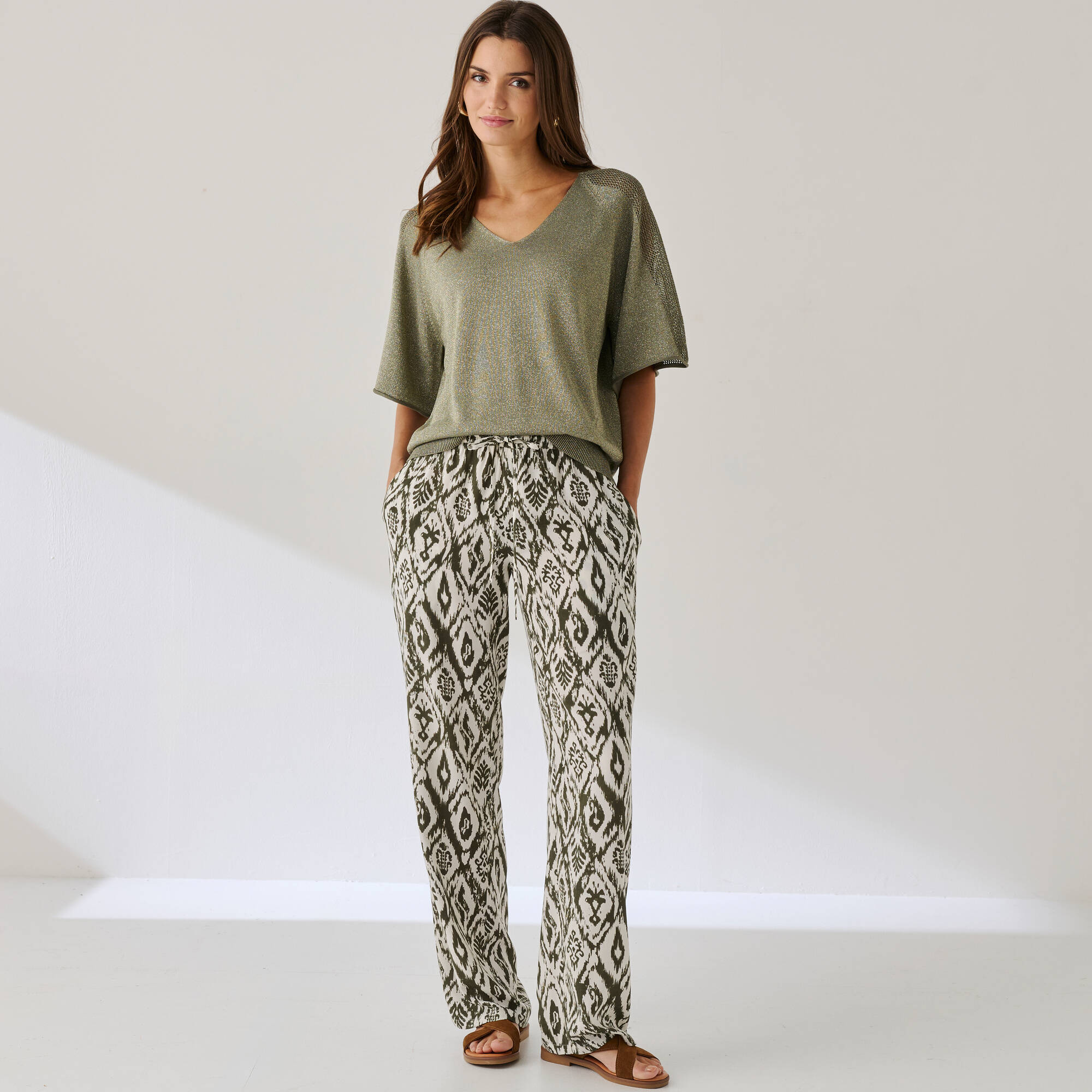 Pull loose maille brillante