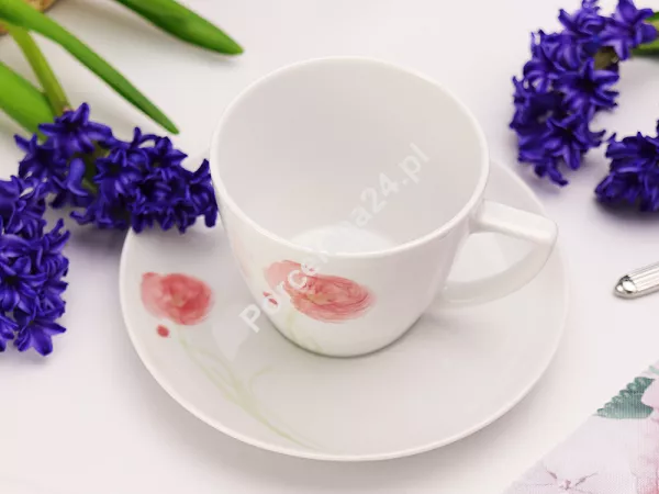 Komplet 6 filiżanek ze spodkiem 0,35 L / 17,5 cm Waza - Modern Flower WA-164