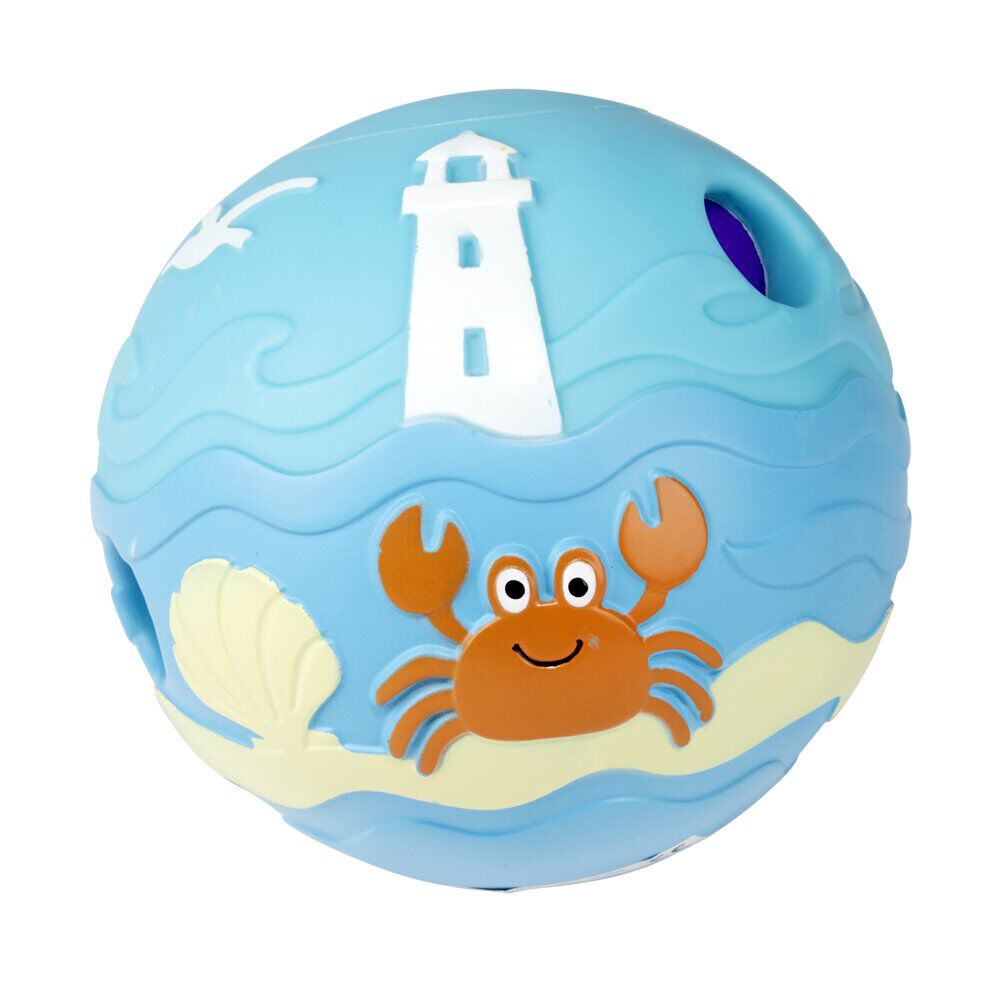 Balle pour chien intéractive sonore thème océan PVC bleu Ø14cm