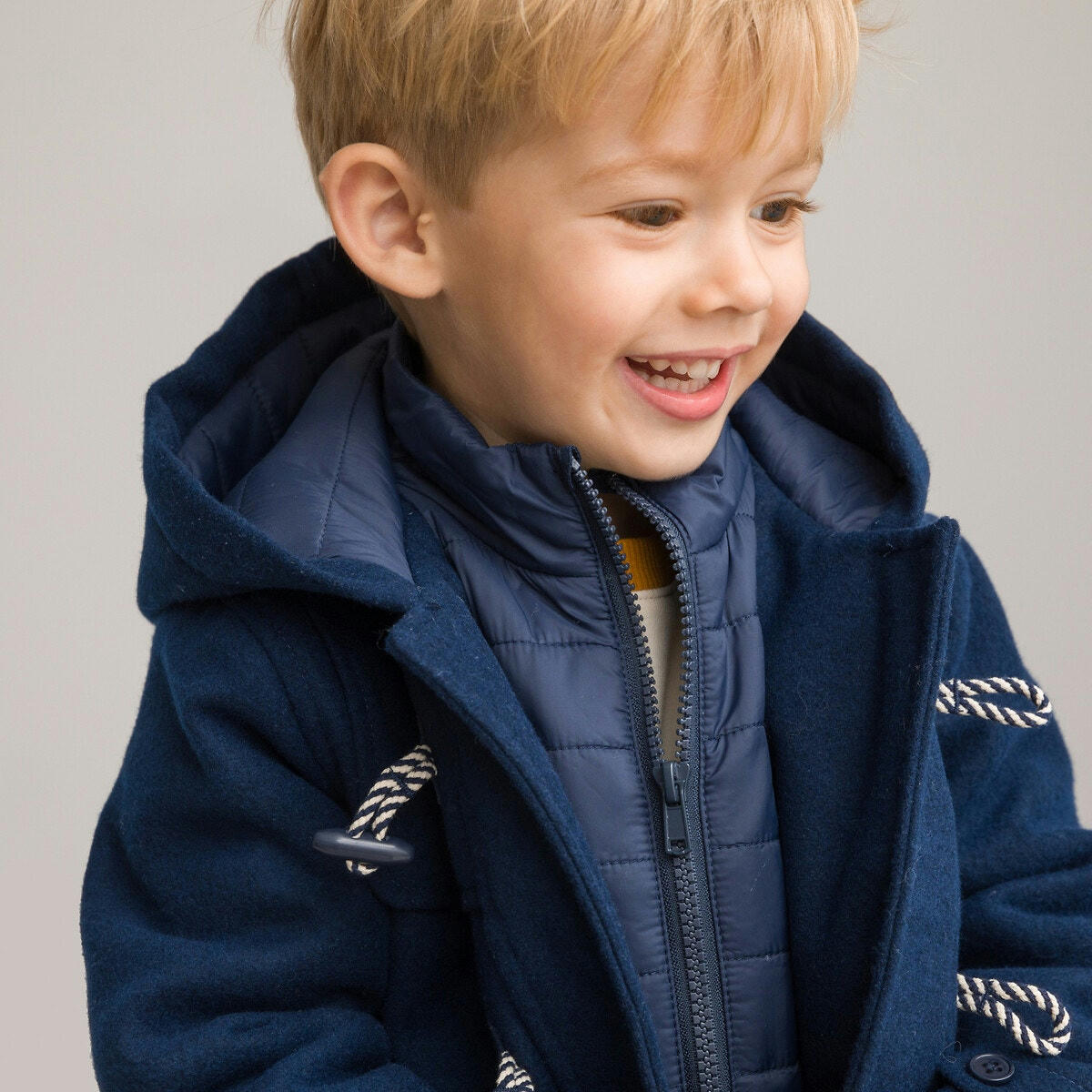 Duffle-coat à capuche doublé doudoune