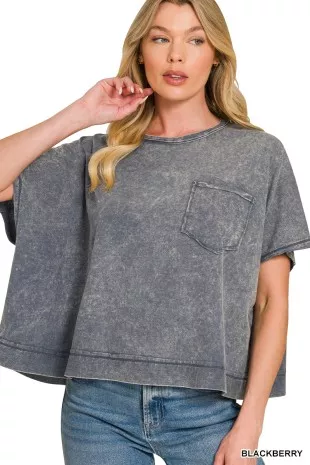 Acid Washed Round Neck Short Sleeve Oversized T-Shirt