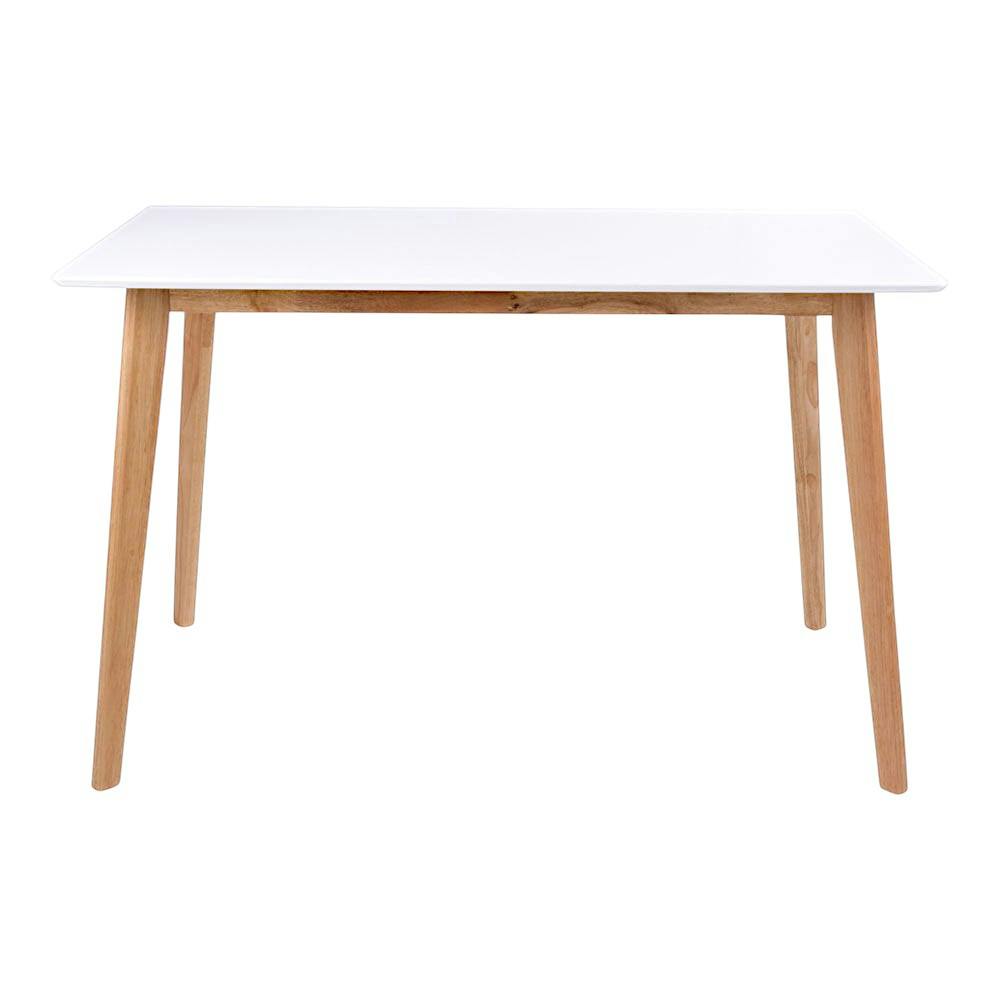 Table à manger blanche pieds bois 4 pers. 120 cm OTTA