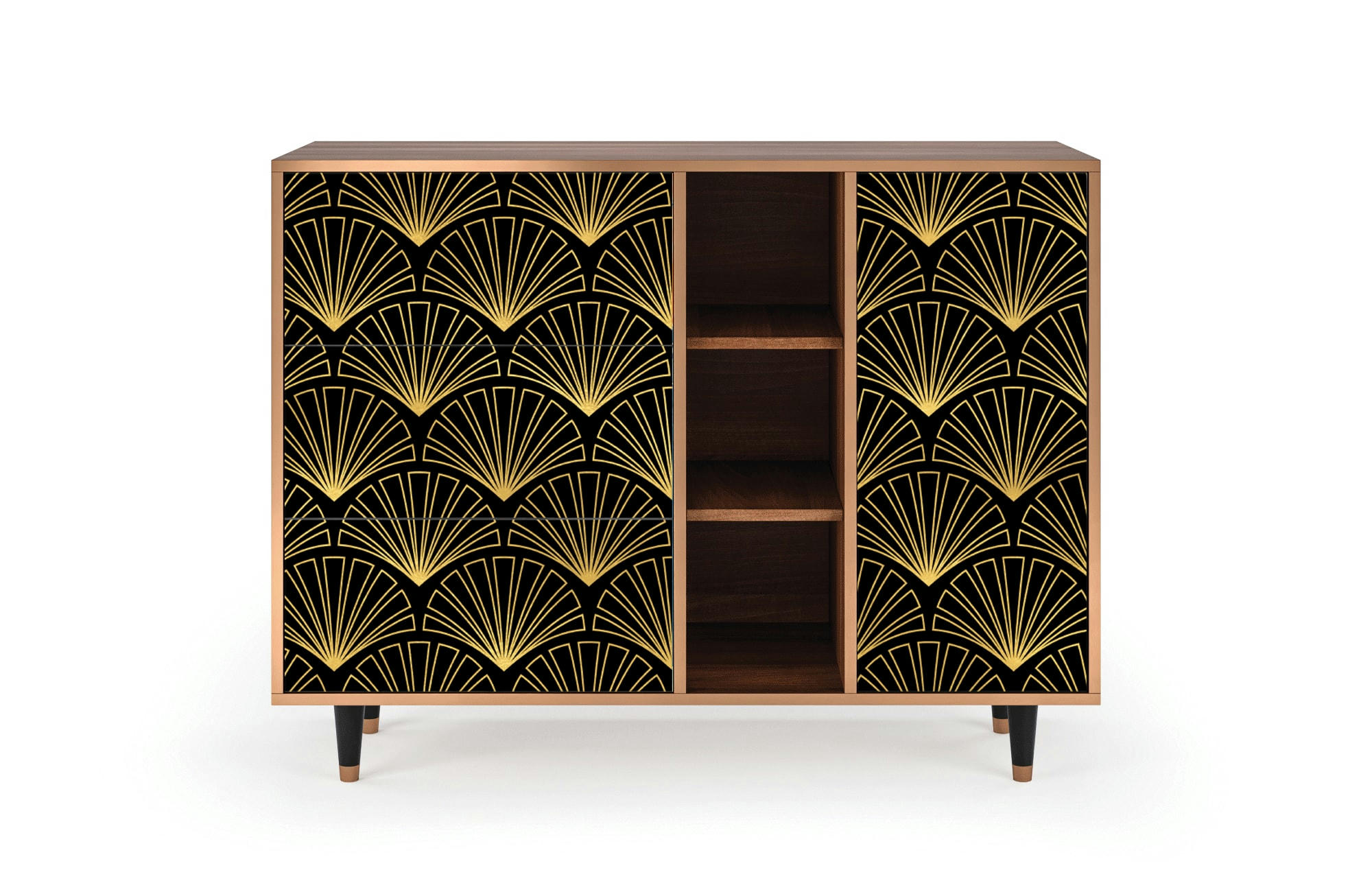 BIRD OF JUNO - Buffet  noir 3 tiroirs et 1 porte L 125 cm