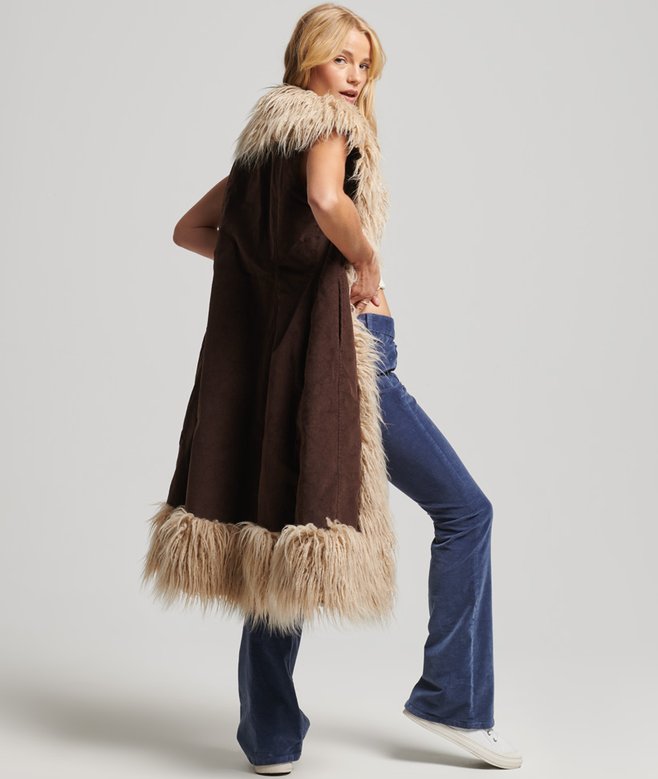 Faux Fur Afghan Long Gilet