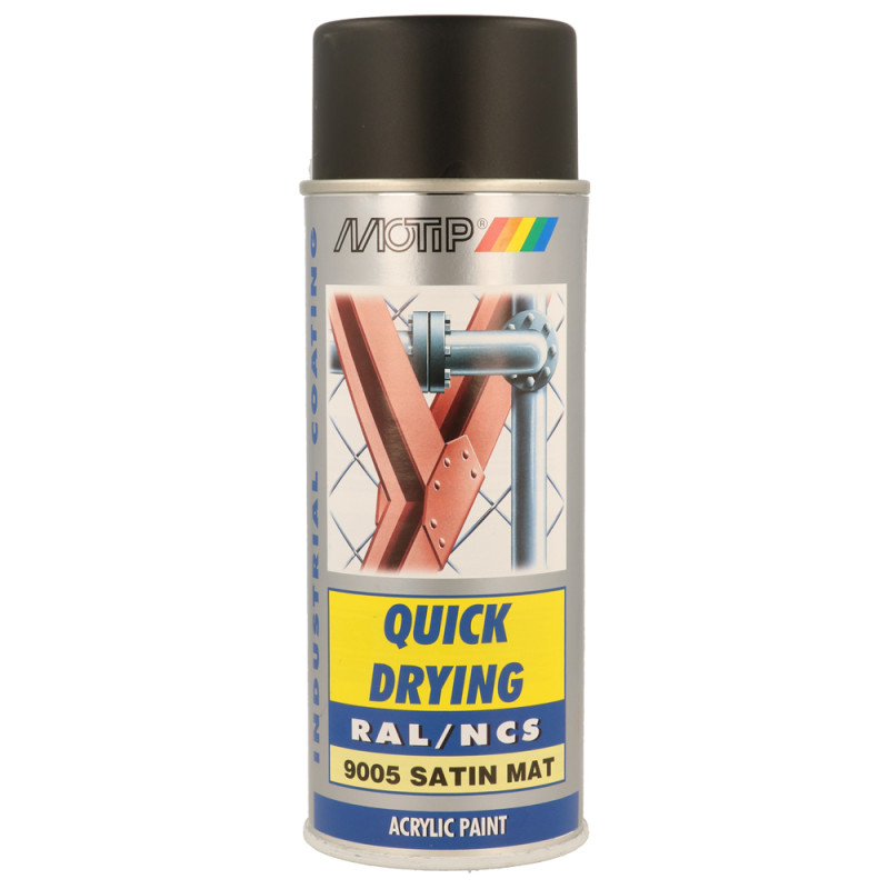Peinture acrylique en spray Quick Drying noir profond satiné 0,4 L MOTIP