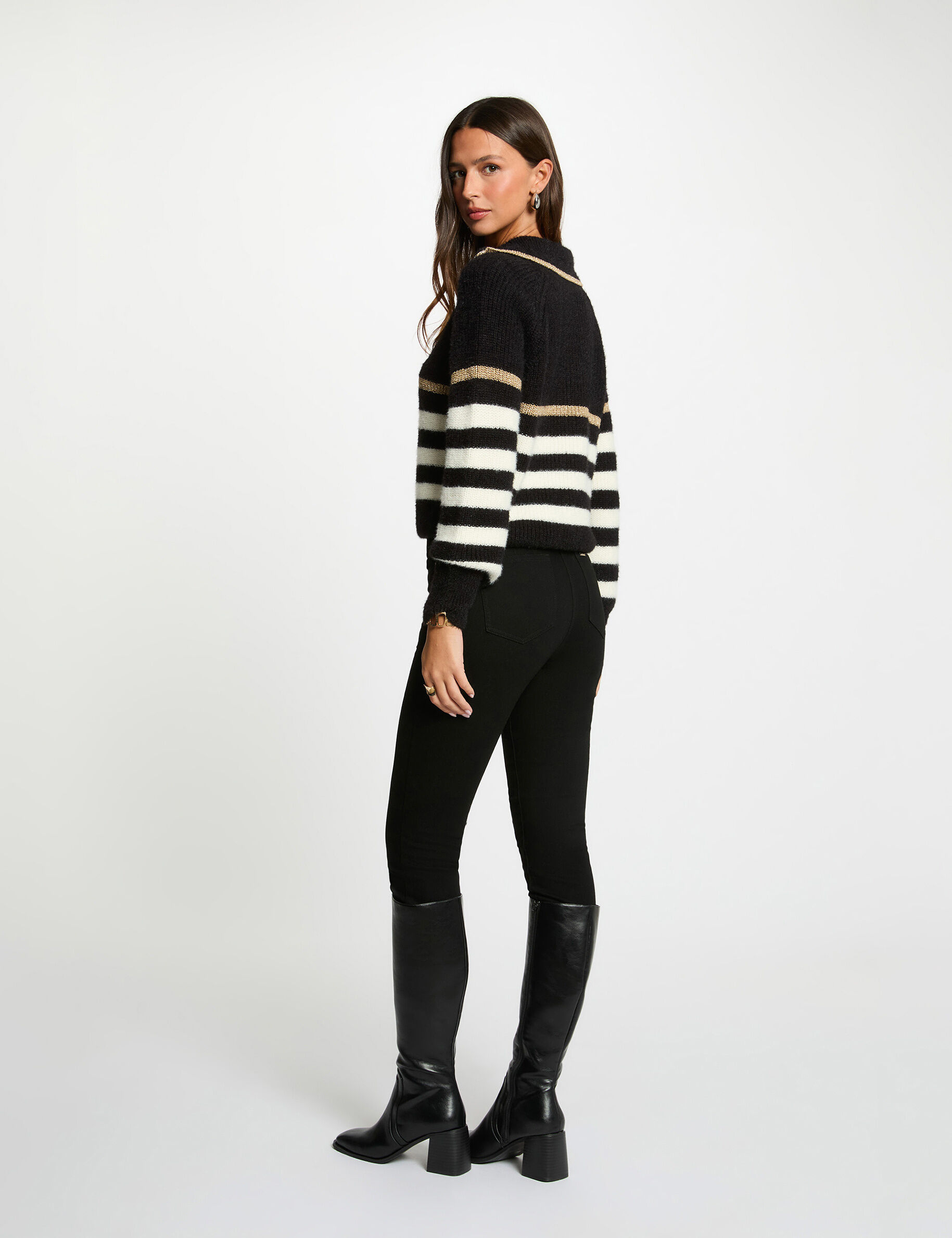 Sweater With Half-Zip Neckline Black Women