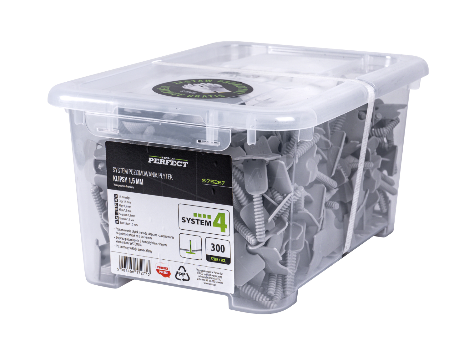 Klipsy 1mm do SYSTEMU 4 1mm , 300szt STALCO PERFECT S-75265