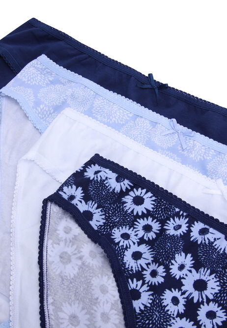 Womens 4pk Navy Floral High Cut Briefs