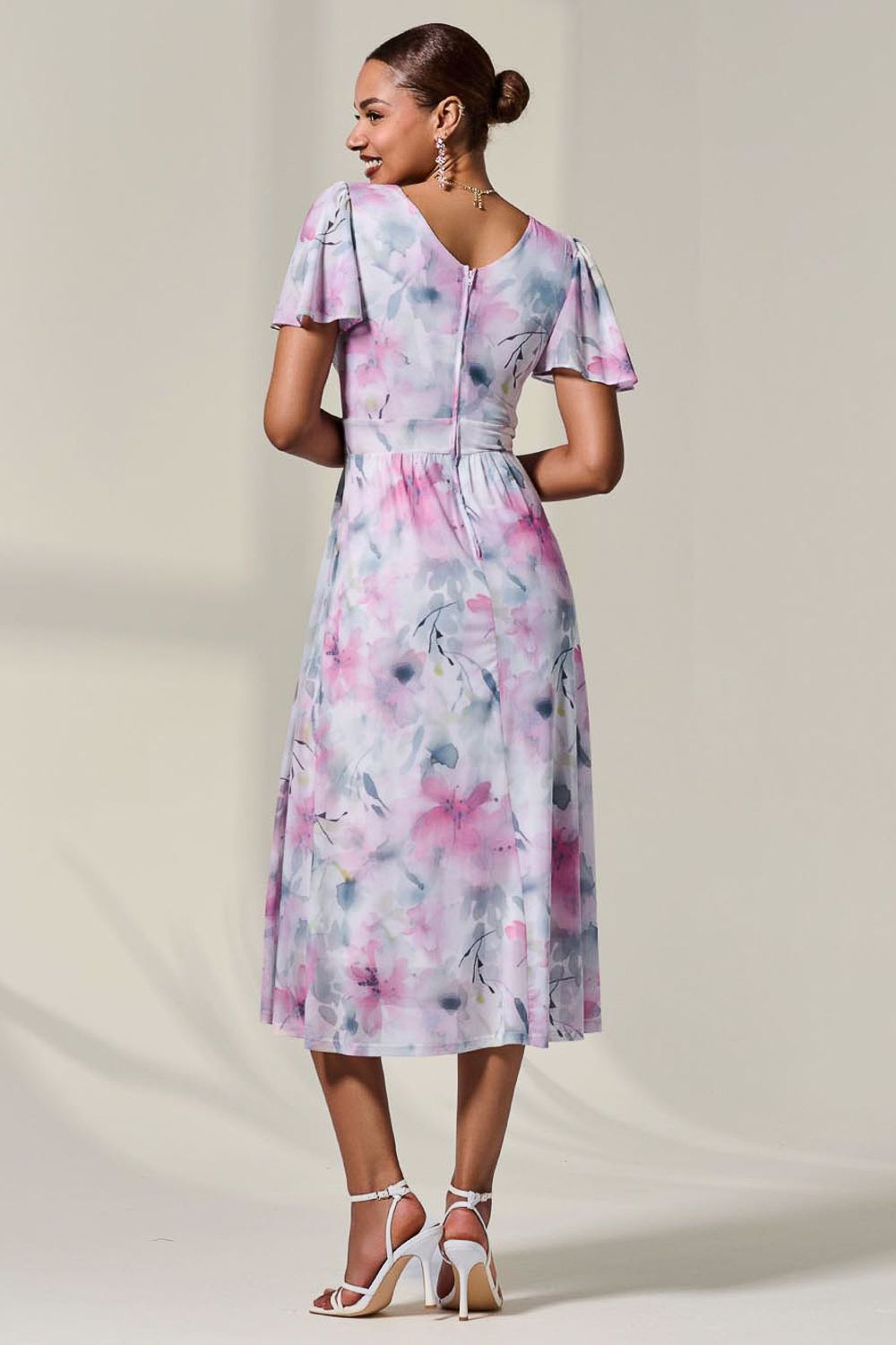 Jolie Moi Petite Mesh Short Sleeve Wrap Midaxi Dress