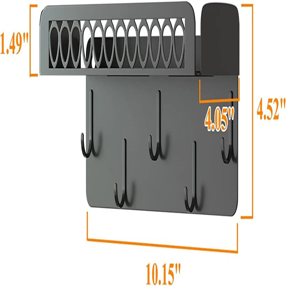 Wall Rack with Basket and 5 Hanging Hooks