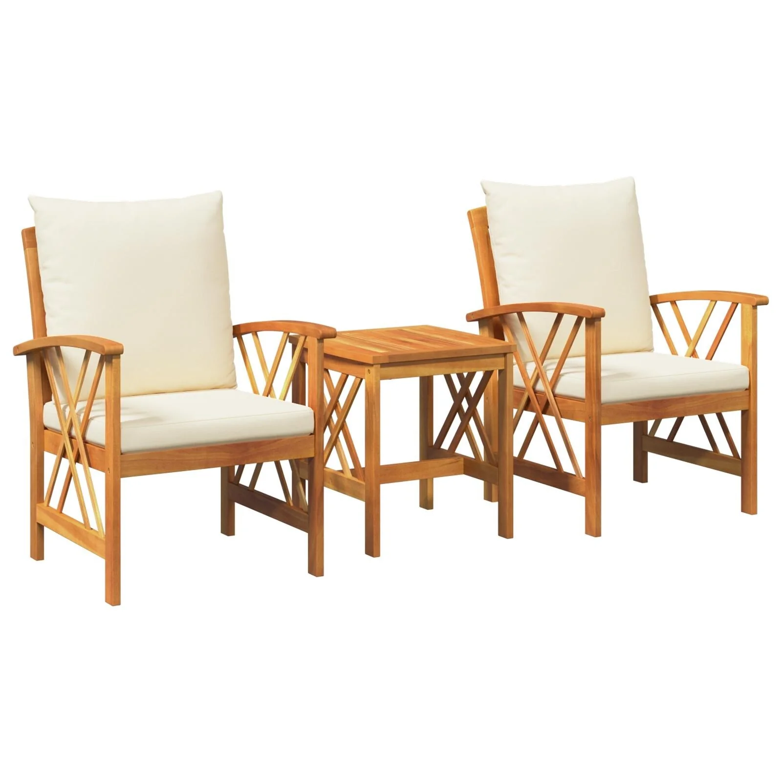 vidaXL Patio Furniture Set Patio Table and Chairs Dining Set Solid Acacia Wood - 23.2 x 26.4 x 32.7 in