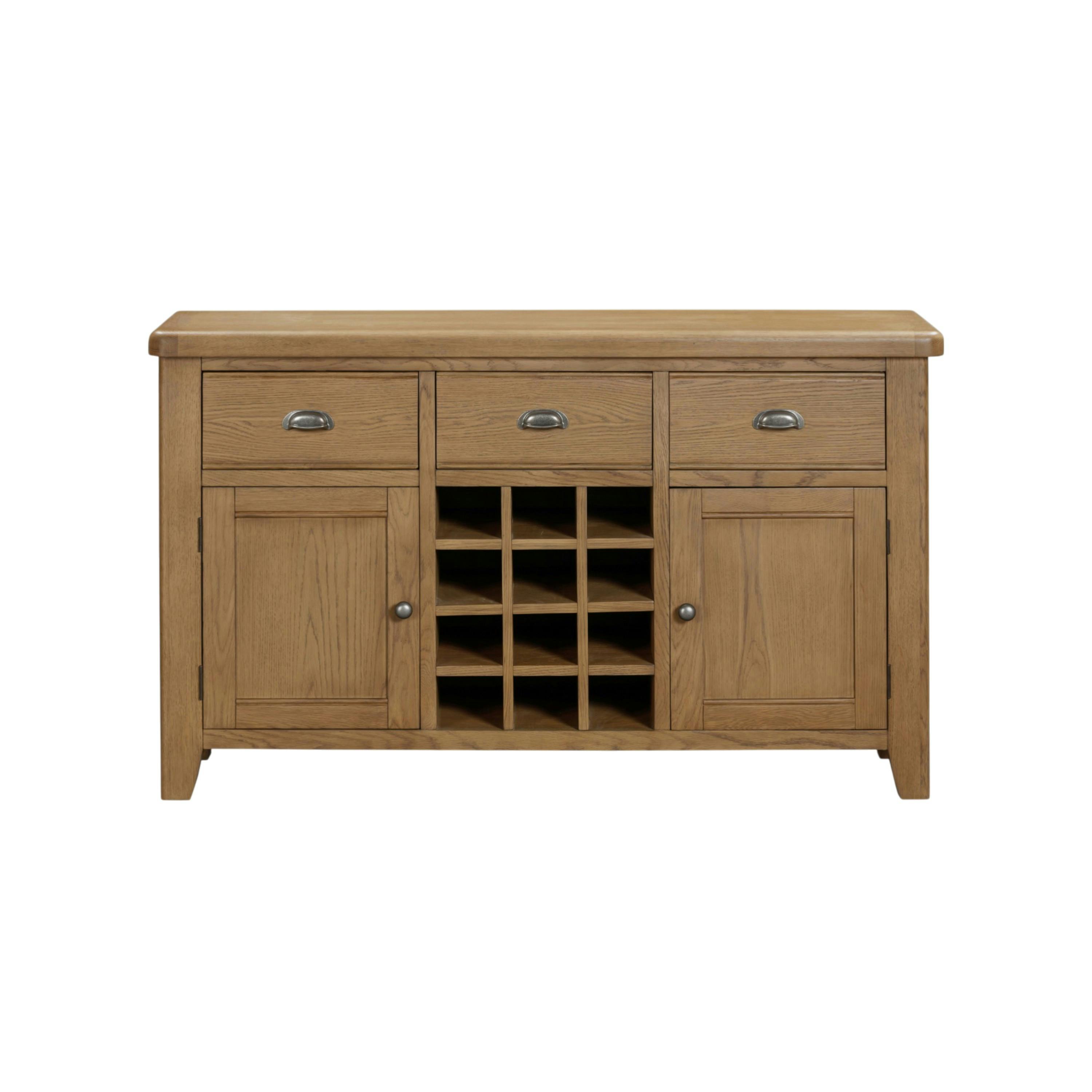 Buffet chêne campagne chic avec casier bouteilles VALMONT