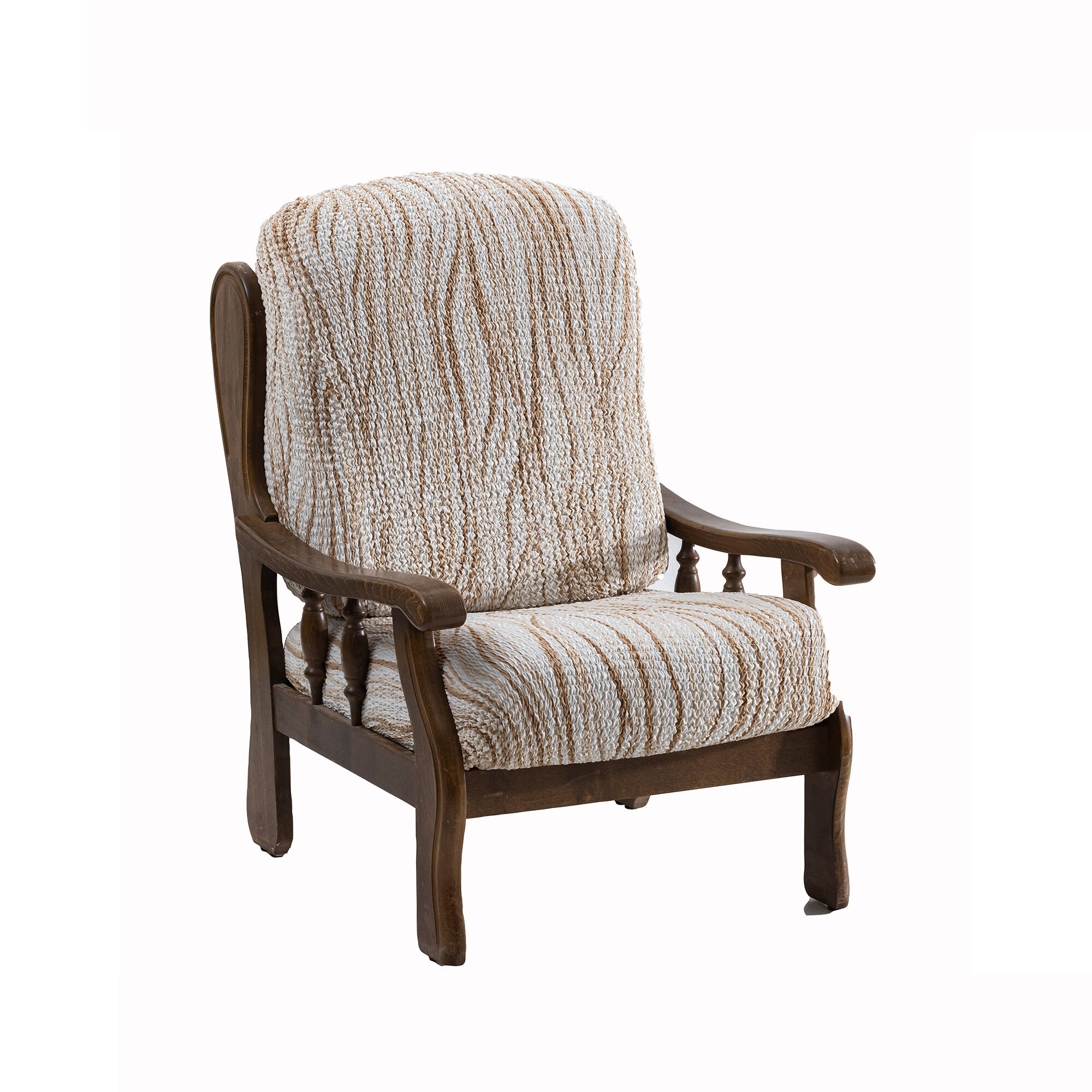 Housse microfibre bi-extensible imprimé vagues spéciale fauteuil rustique