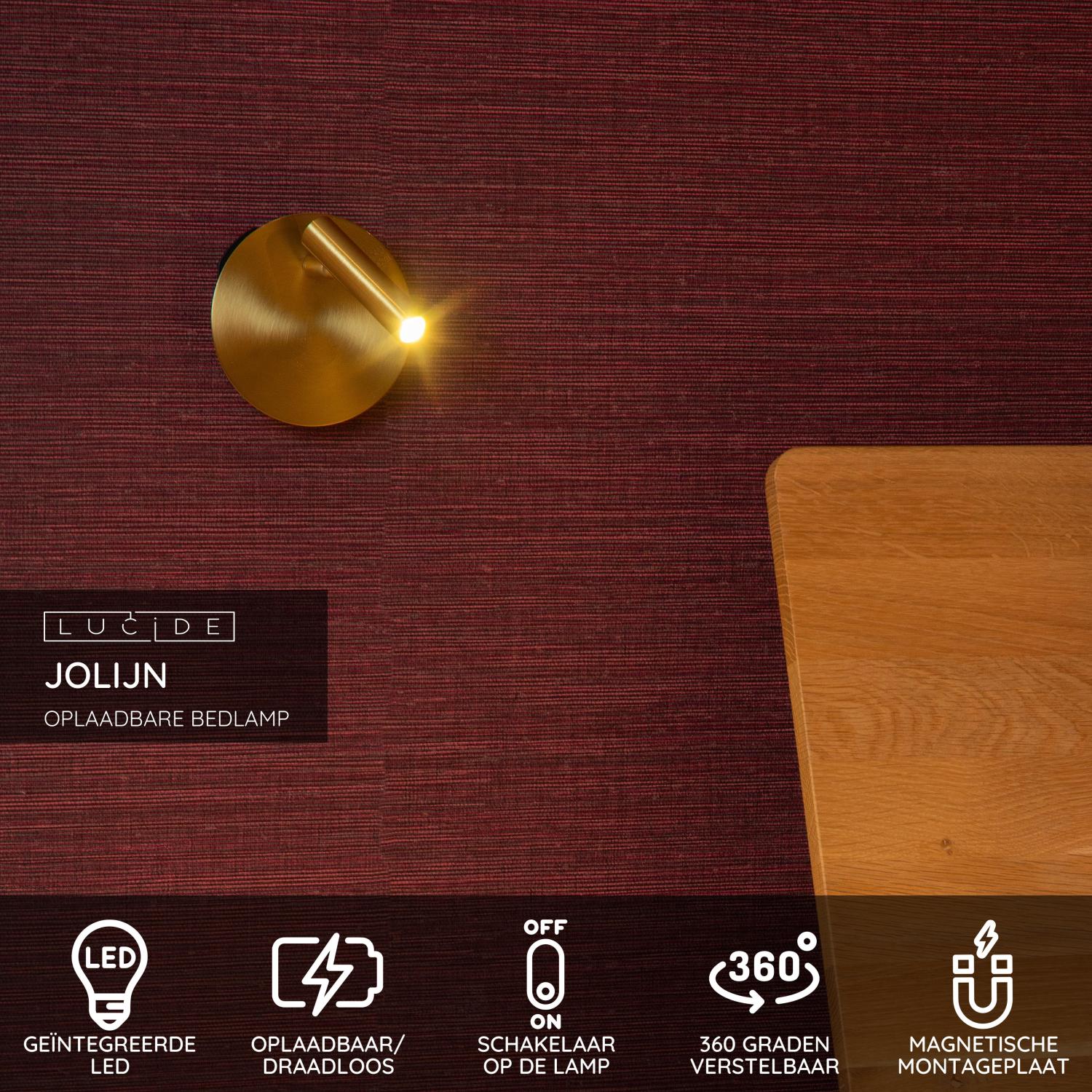 Lucide JOLIJN Bedlamp - Mat Goud   Messing