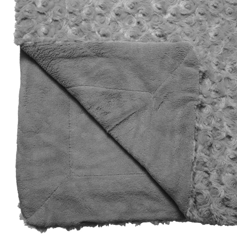 Atmosphera Sprei/plaid - donkergrijs - 120 x 160 cm - geknoopt