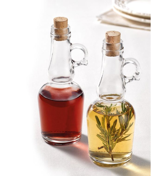 Zestaw 2 SZKLANE BUTELKI do oliwy i octu z korkiem 2x250 ml